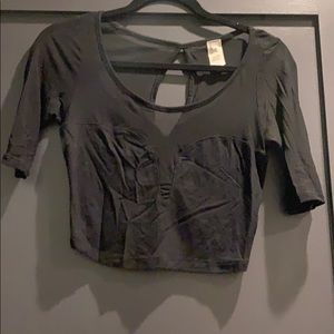 Black crop top with short sleeves